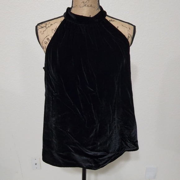 LOFT‎ black crushed velvet dressy tank top size small - Picture 1 of 5
